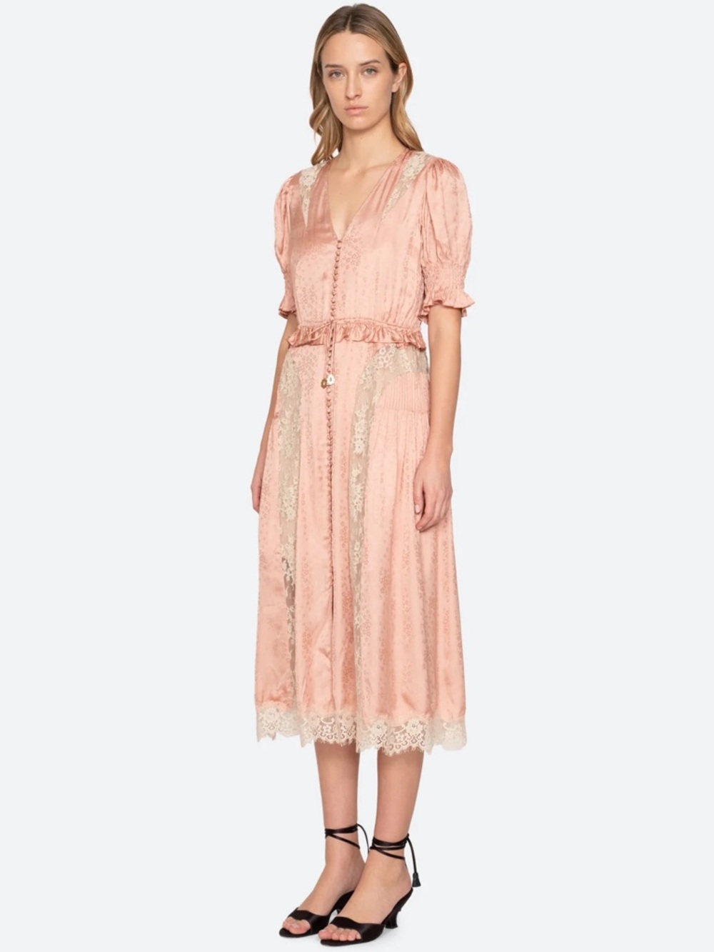 Sea New York Ethel Blush Lace-Trim Midi Dress - Picture 9 of 10